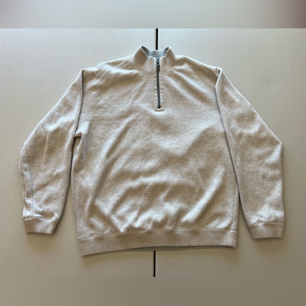 Tommy Bahama Men’s Large Coconut/Cream Half-Zip Sweater